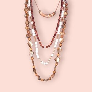 4 shell & wood Mother Of Pearl/nacre Neutral Tone Boho Bead necklaces